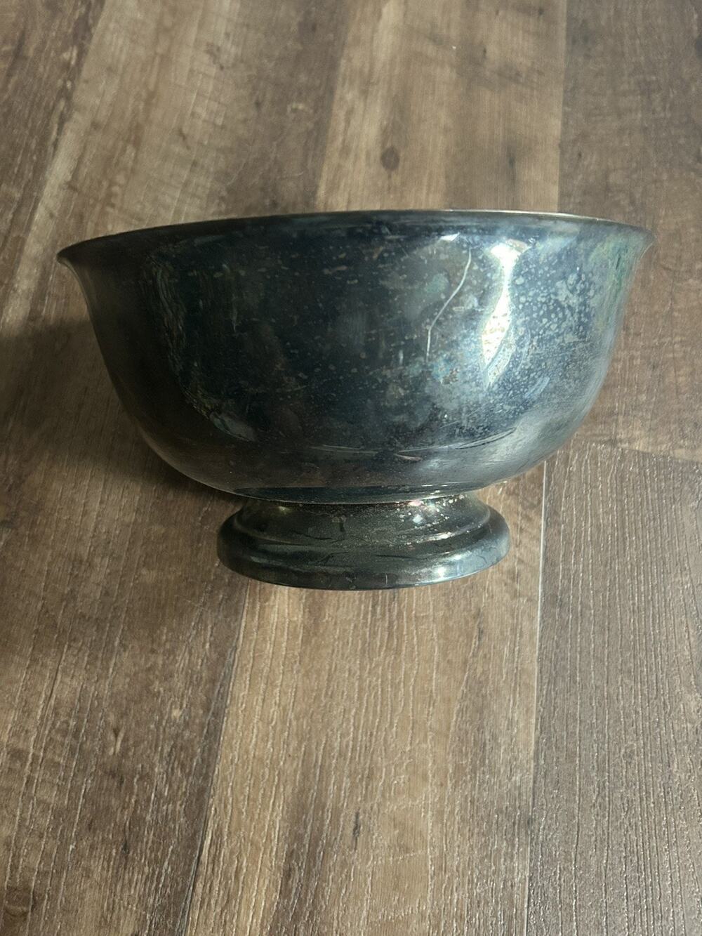 Vintage 70s Sheridan Silver Company Silverplate Brass 6" Footed Bowl
